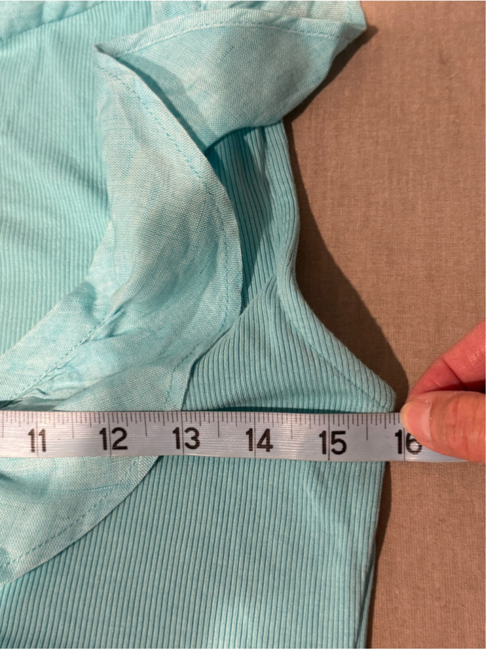 Women's Boston Proper Turquoise Ruffle V-Neck Ribbed Tee Size S - Picture 7 of 8
